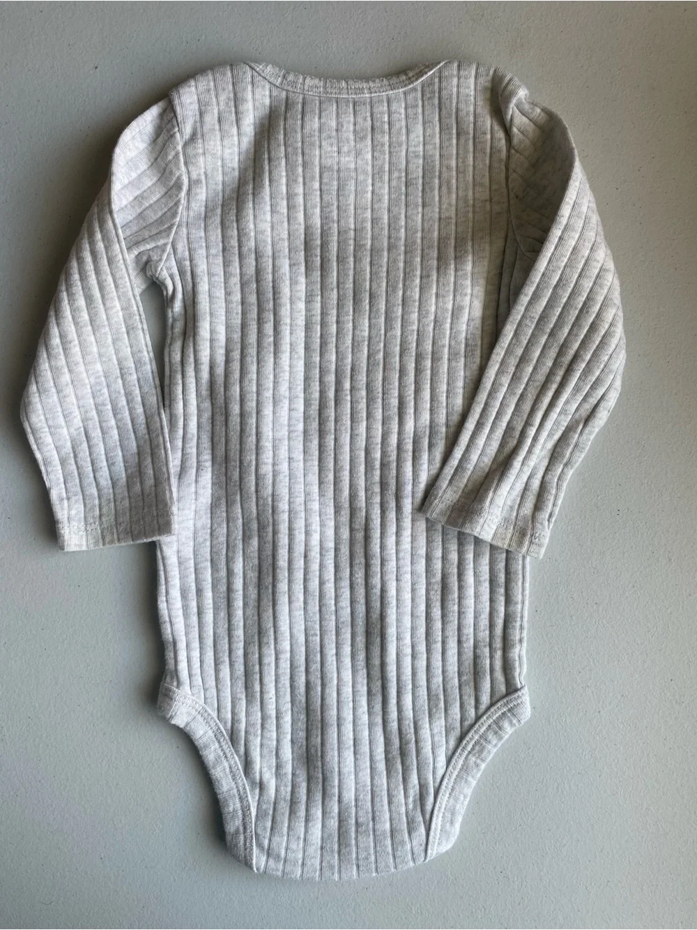 Carter's Oatmeal / Light Oatmeal Ribbed Long-Sleeve Baby Bodysuit Onesie 6-9M